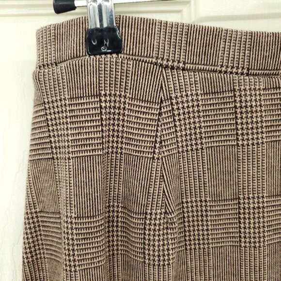 Liz Claiborne/Crazyhorse Glen Plaid Pull On Ponte Midi Skirt M Tan/Brown - Picture 9 of 14